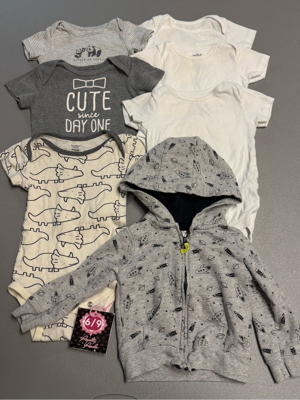 Toddler Gray Hoodie & Bodysuit Bundle - Neutral Gray & White